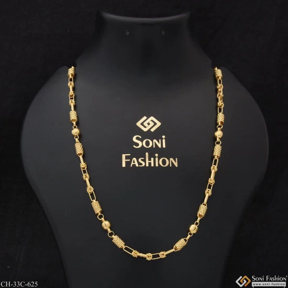 1 Gram Gold Plated Ball Stunning Design Superior Quality Chain for Men - Style C625