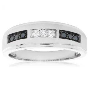 10ct White Gold Black and White Diamond Ring