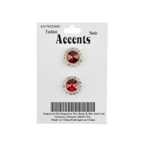 16MM RHINESTONE BUTTON - Dark Red