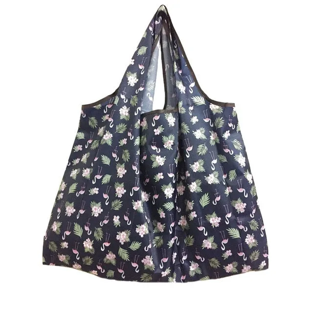 2018 New Lady Foldable Recycle Shopping Bag Eco Reusable Shopping Tote Bag Cartoon Floral Fruit