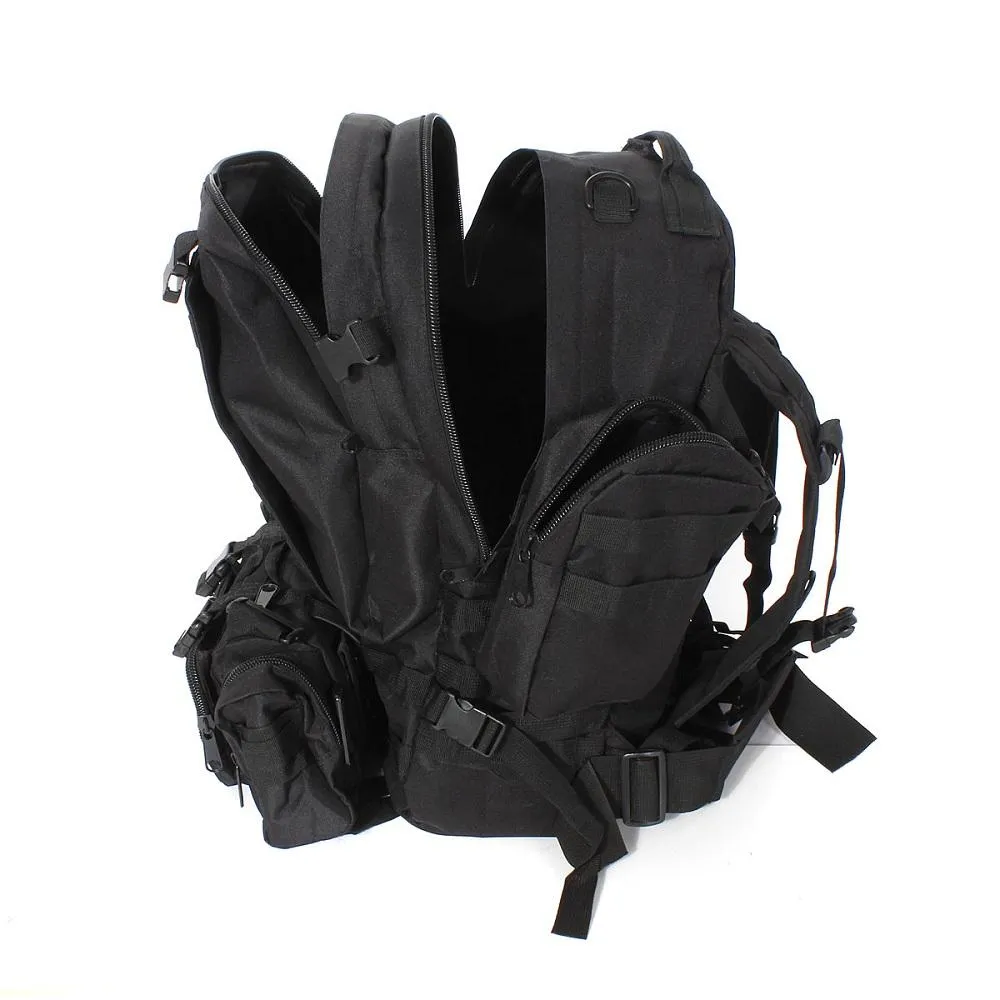 55L 600D Nylon Sport 3D Black Military Tactical Backpack