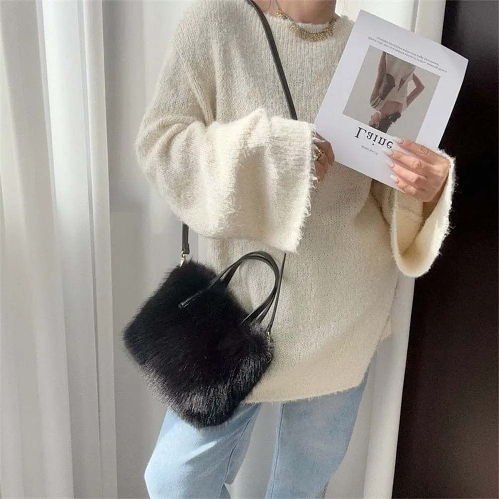 AG Collective Top Handle Fluffy Crossbody Women's Shoulder Bag