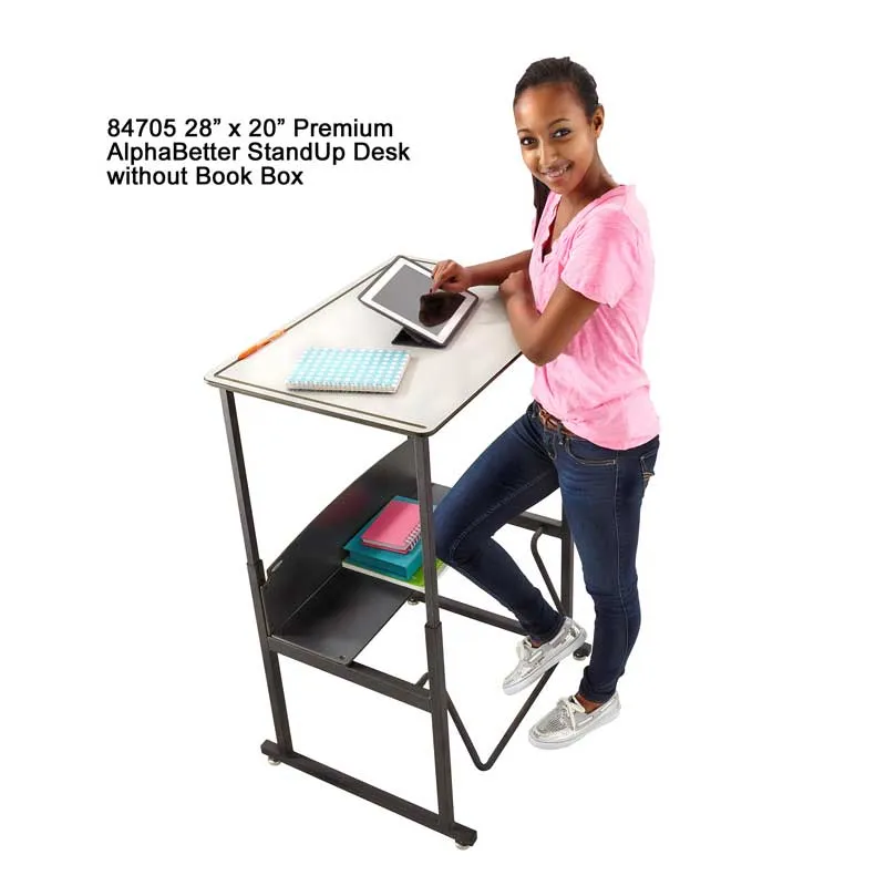 AlphaBetter Stand-Up Desk without Book Box, Premium Top, Gray