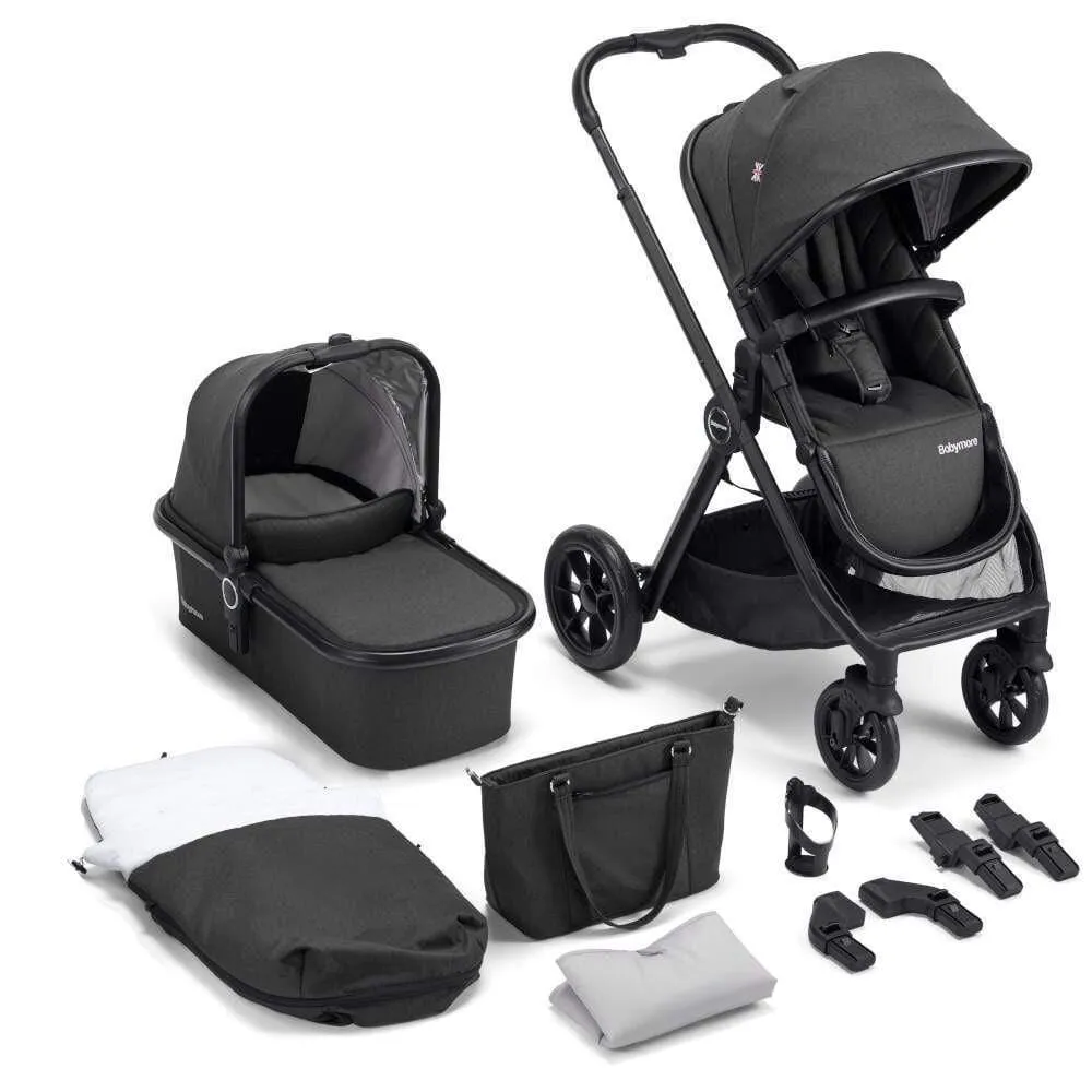 Babymore MeMore Pram & Pushchair 11 Piece - Black Espresso