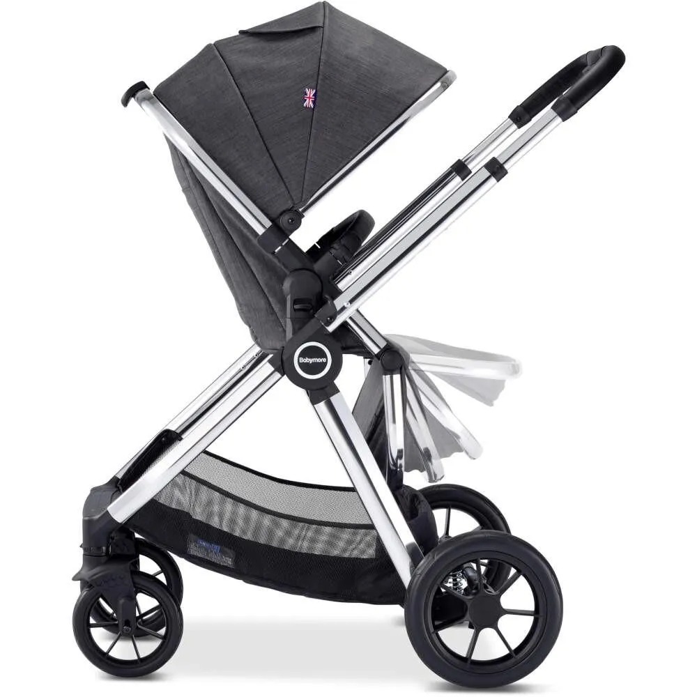 Babymore MeMore Pram & Pushchair 11 Piece - Chrome Slate