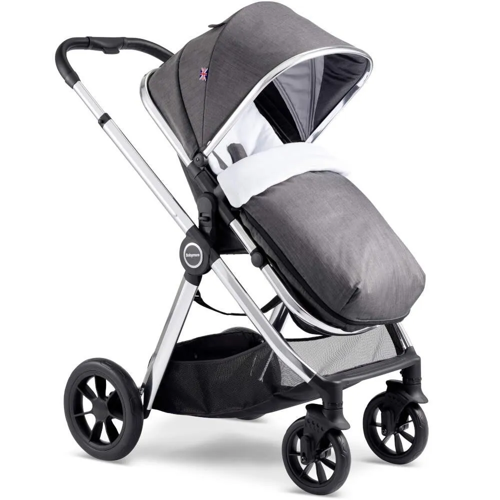 Babymore MeMore Pram & Pushchair 11 Piece - Chrome Slate