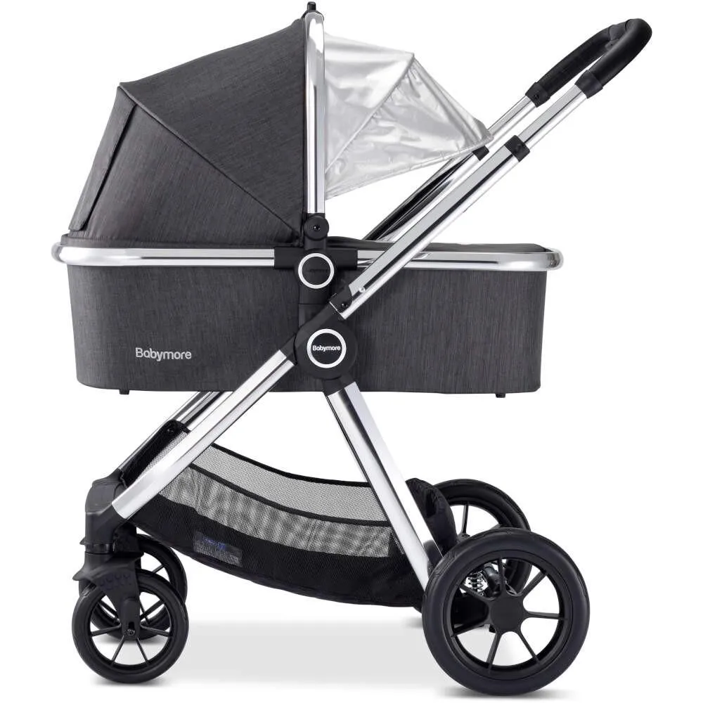 Babymore MeMore Pram & Pushchair 11 Piece - Chrome Slate