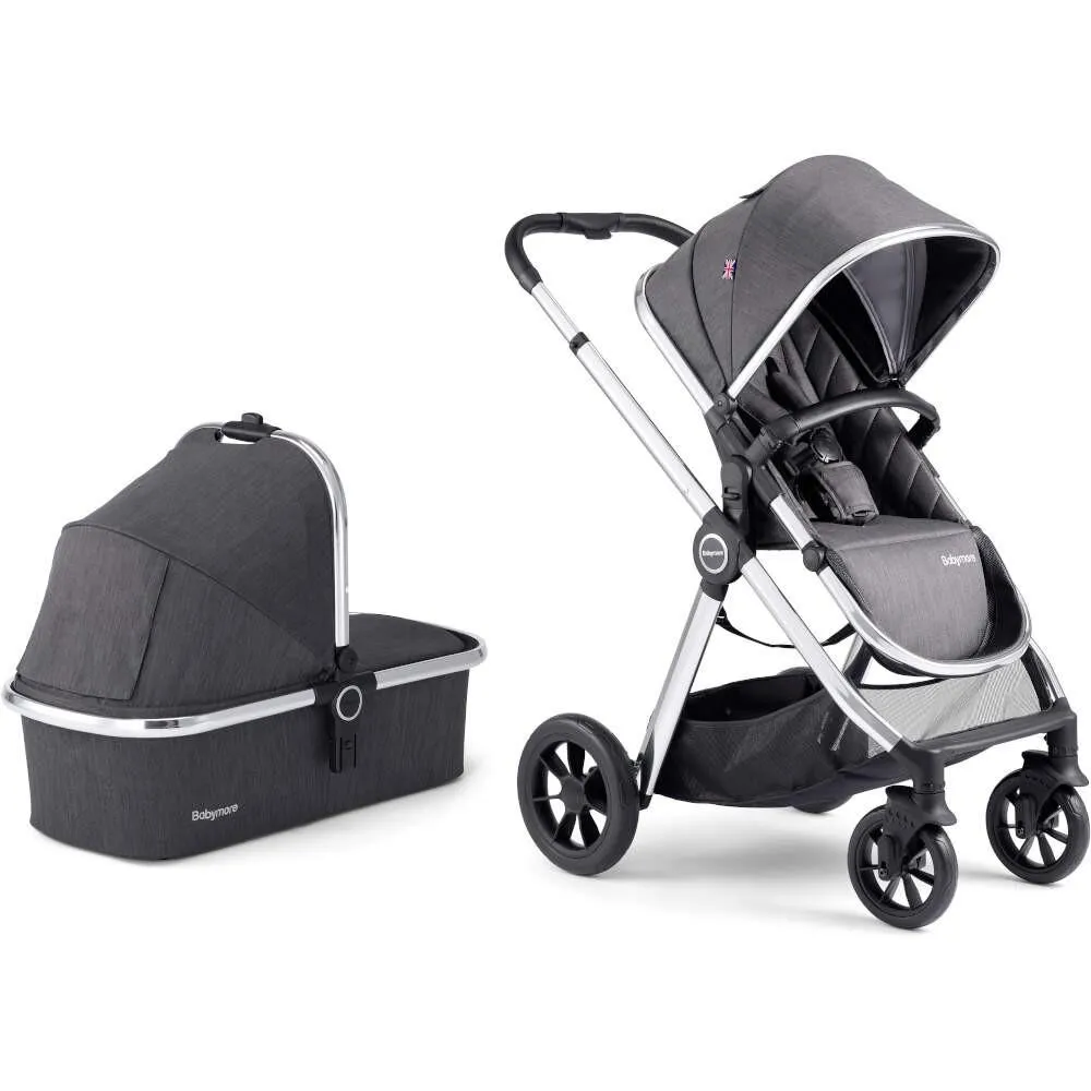 Babymore MeMore Pram & Pushchair 11 Piece - Chrome Slate