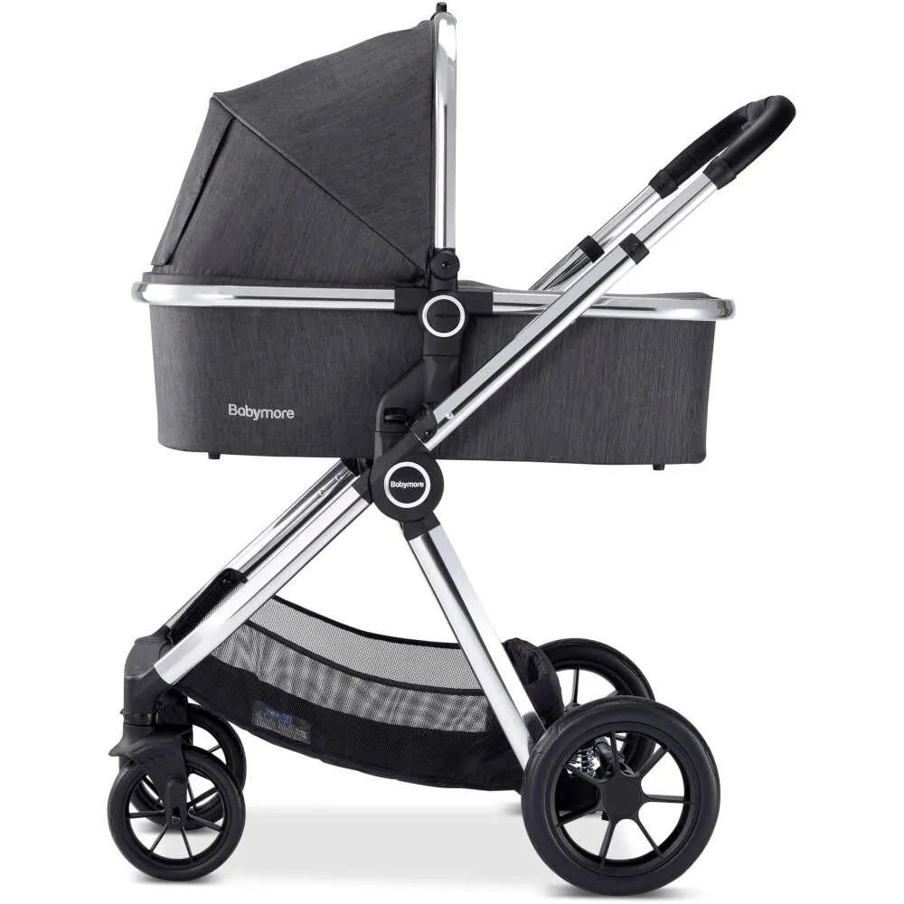 Babymore MeMore Pram & Pushchair 11 Piece - Chrome Slate