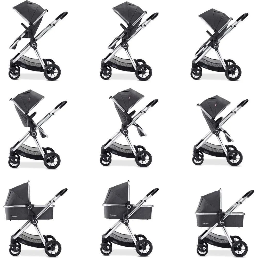 Babymore MeMore Pram & Pushchair 11 Piece - Chrome Slate