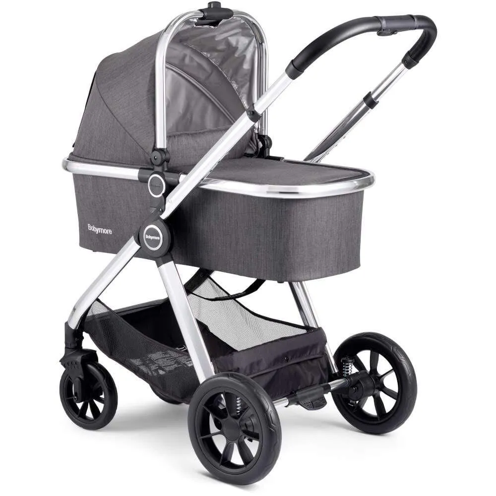 Babymore MeMore Pram & Pushchair 11 Piece - Chrome Slate