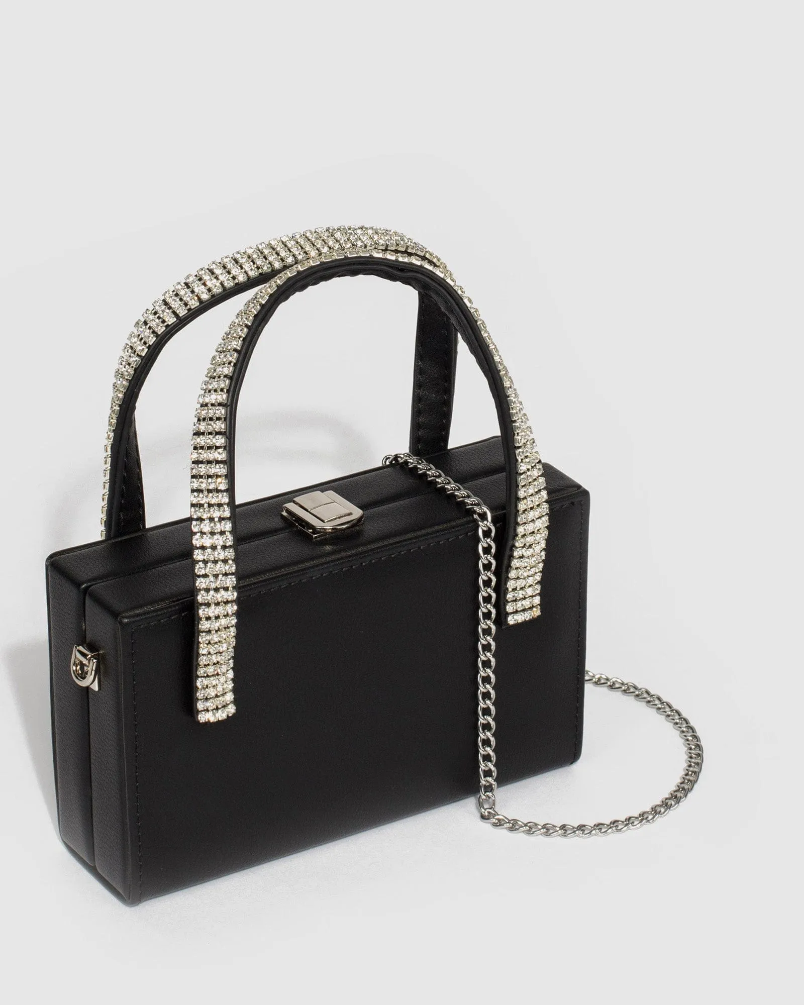 Black Marianne Crystal Handle Bag