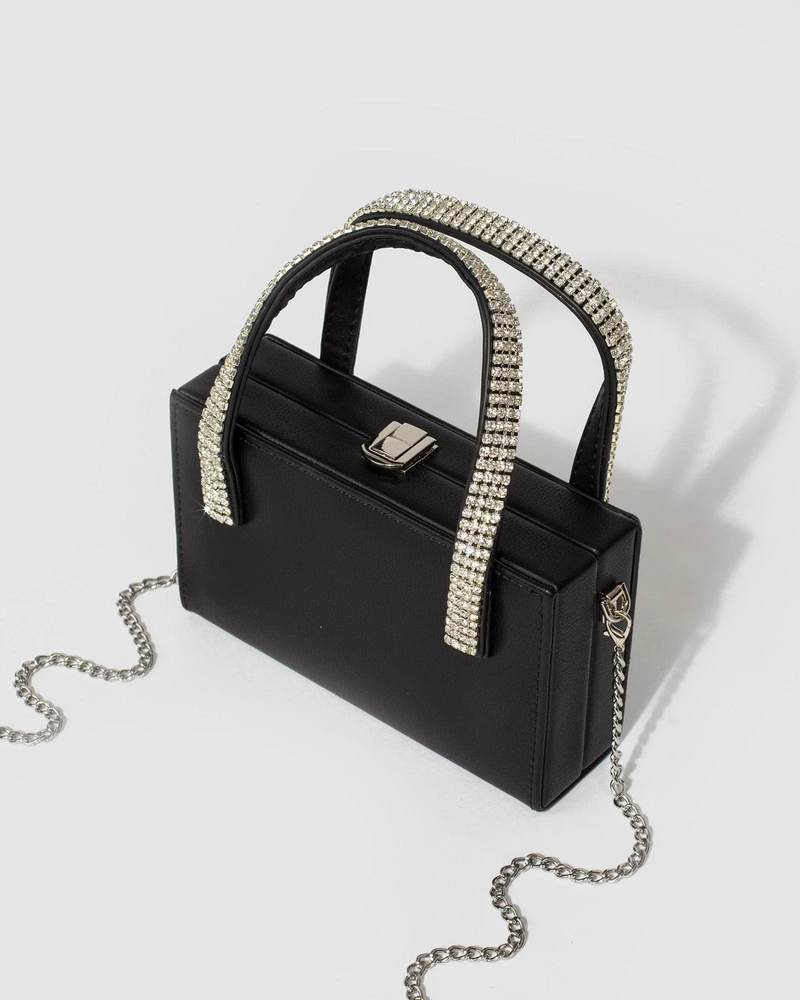 Black Marianne Crystal Handle Bag