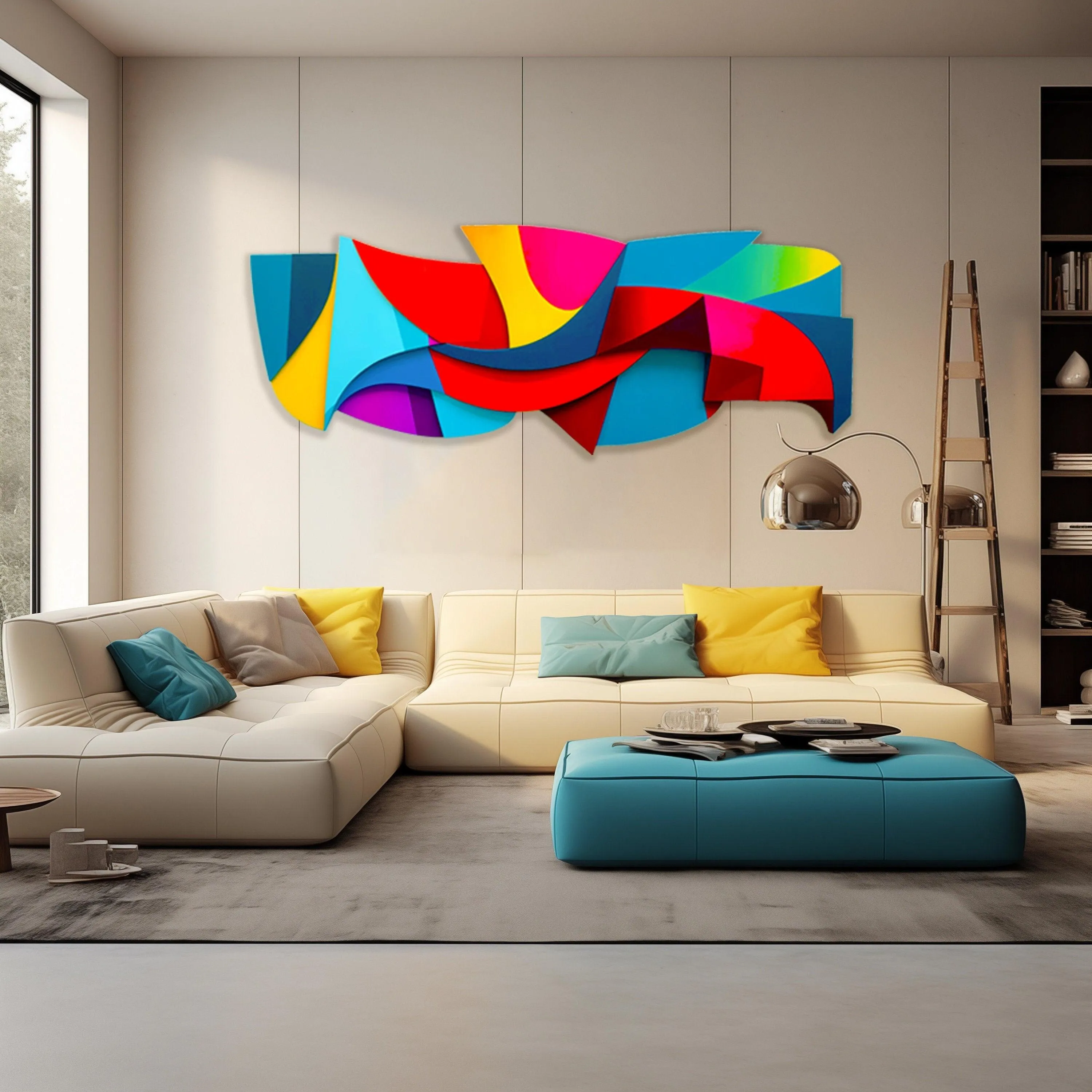 Bright Funky Multicolor Abstract Art #15, Wall Sculpture Print on Plexiglass Wall Art by Artist: UniQstiQ Vivid and Colourful Wall Decor Printed