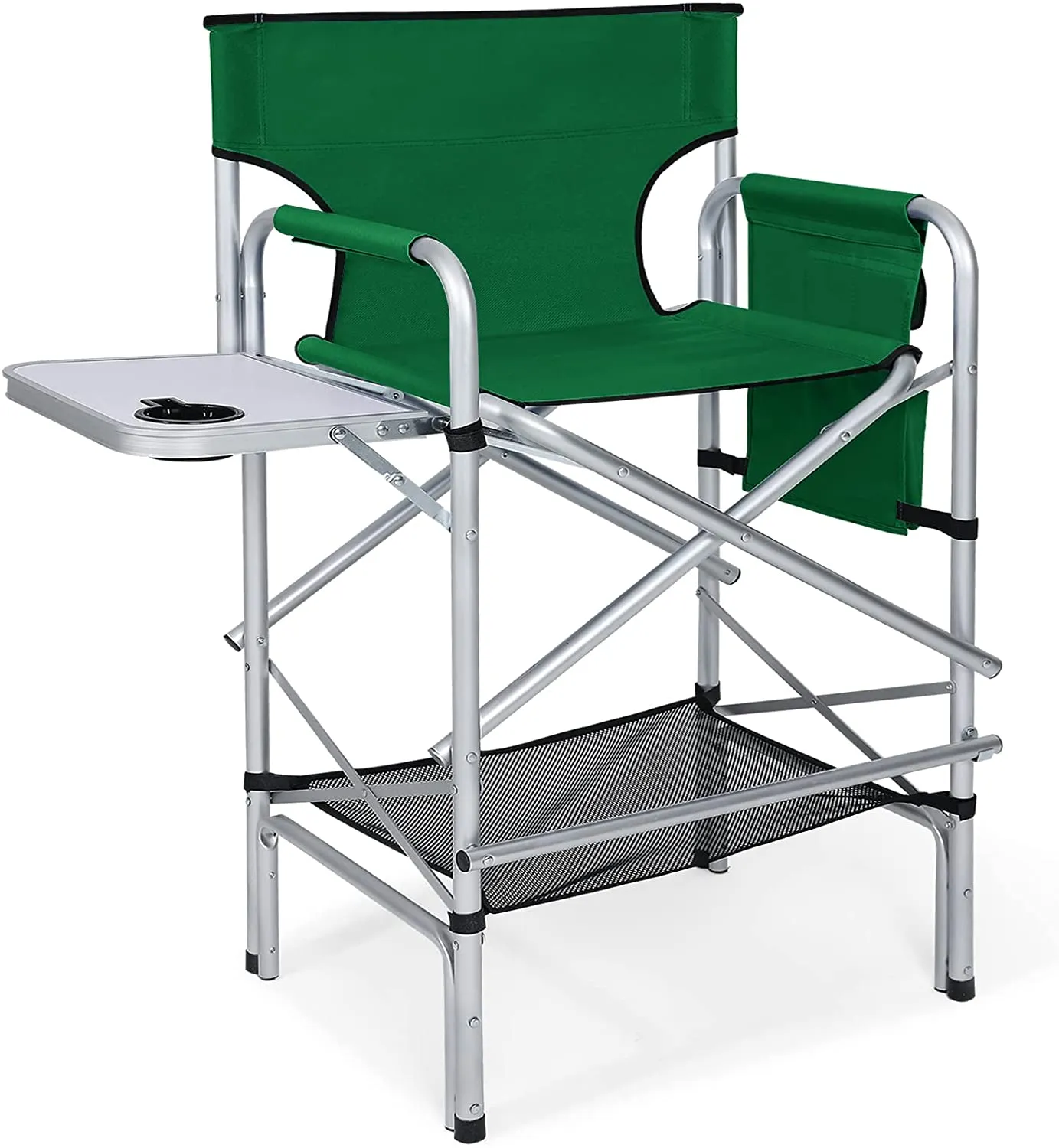 Camping Outdoor Folding Directors Chair, High Rocking Padded Set with Table Attached