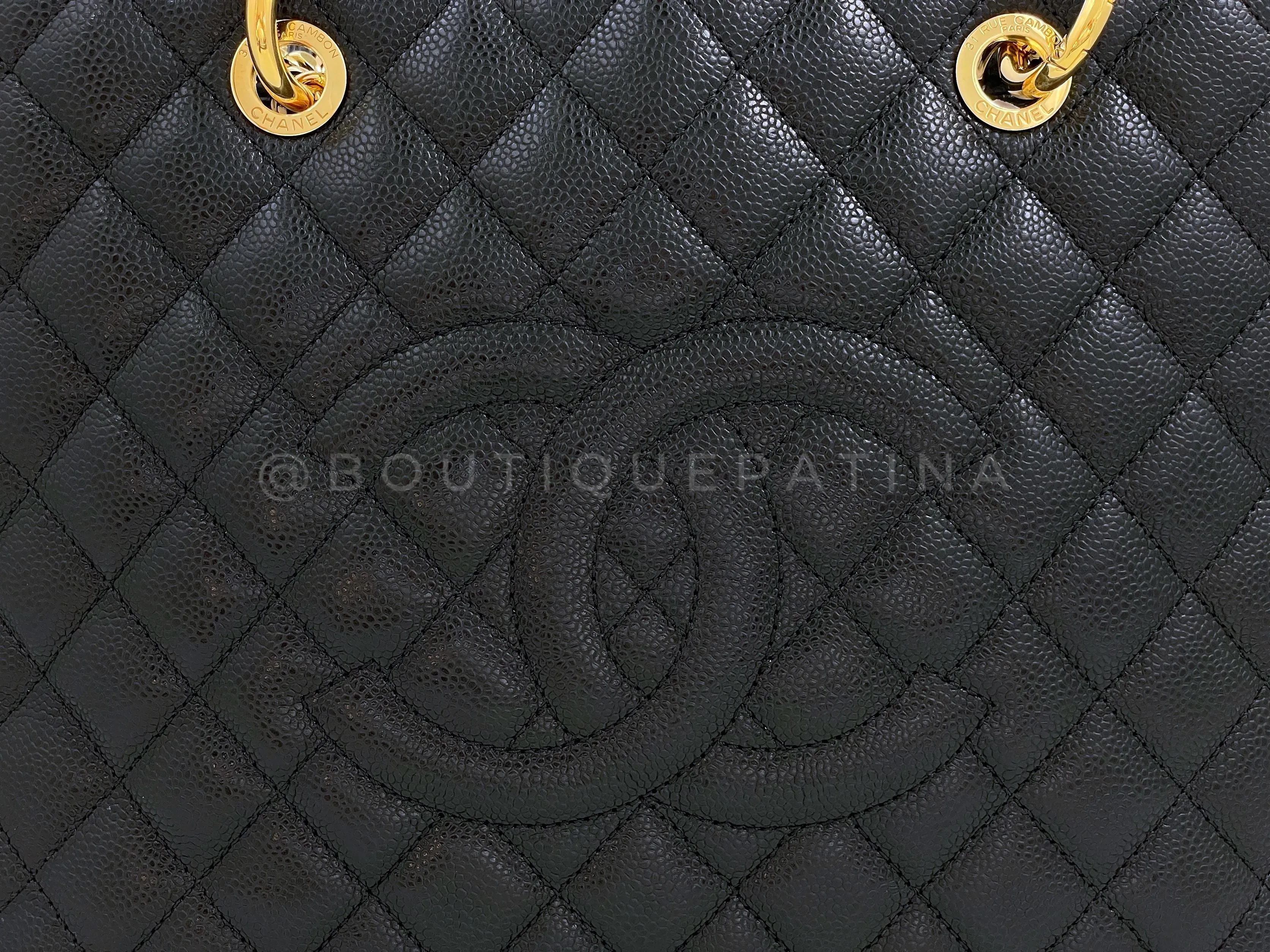 Chanel 2014 Black Caviar Grand Shopper Tote GST Bag GHW