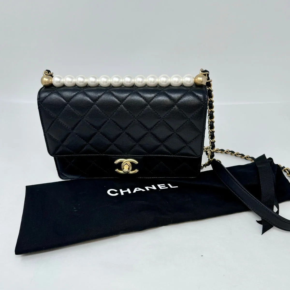 Chanel Quilted Small Chic Pearl Flap Bag