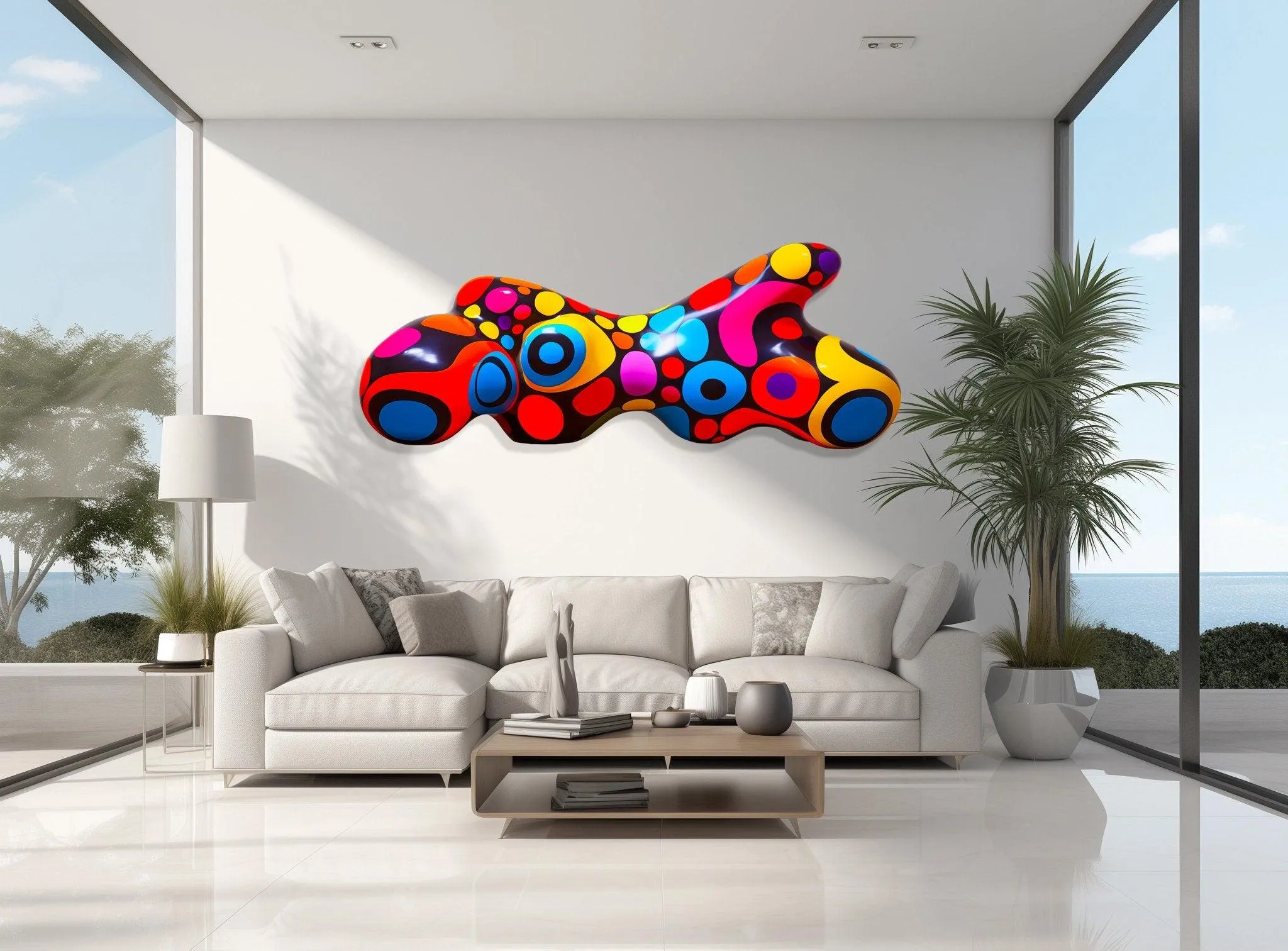 Colorful Multicolor Abstract Pop Art #25 Wall Sculpture Print on Plexiglass Wall Art by Artist: UniQstiQ Mid Century Modern Funky Wall Art Printed