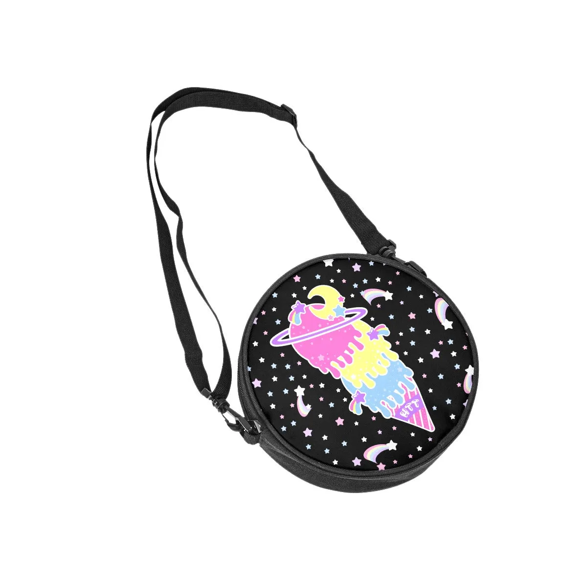 Cosmic Ice Cream Black Circle Crossbody Bag