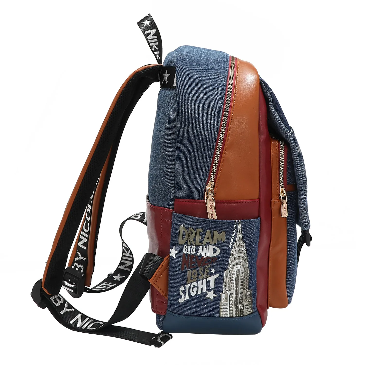 DENIM LARGE FLAP BACKPACK