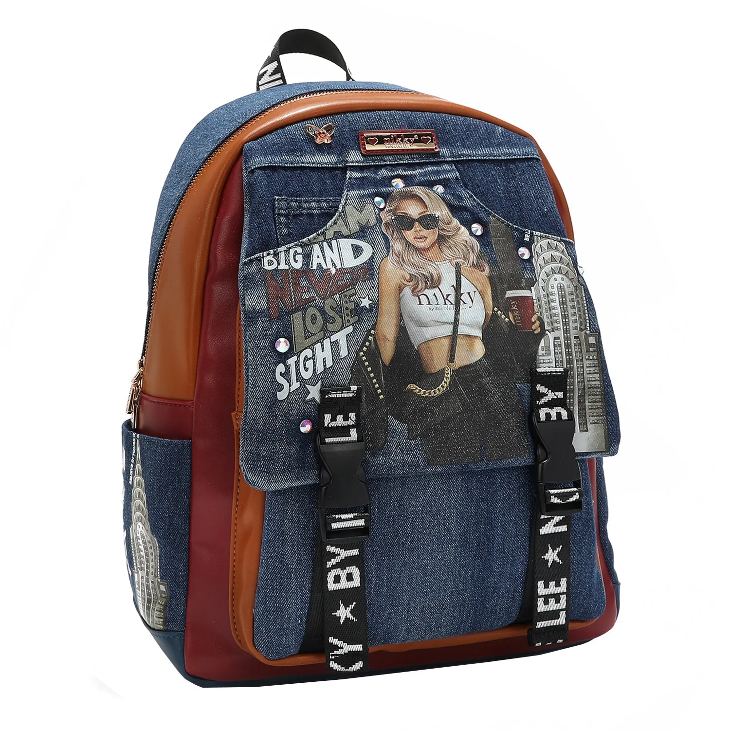 DENIM LARGE FLAP BACKPACK