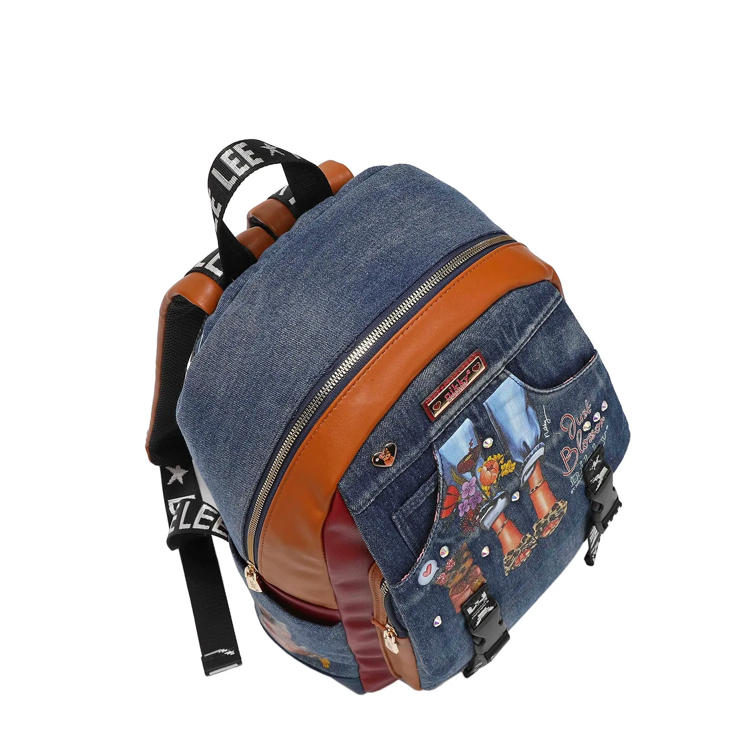 DENIM LARGE FLAP BACKPACK