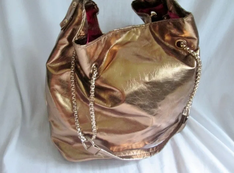 DEPECHE MODE NEW YORK Vegan Shoulder Bag Satchel Hobo GOLD COPPER METALLIC