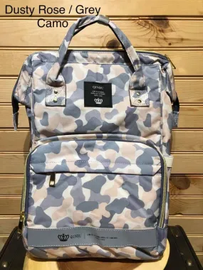 Diaper Backpack - Dusty Rose / Grey Camo