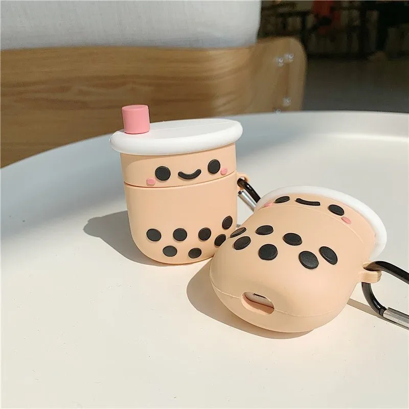 Earphone Case Boba Design Shockproof Silicone Airpods Full Case Cover