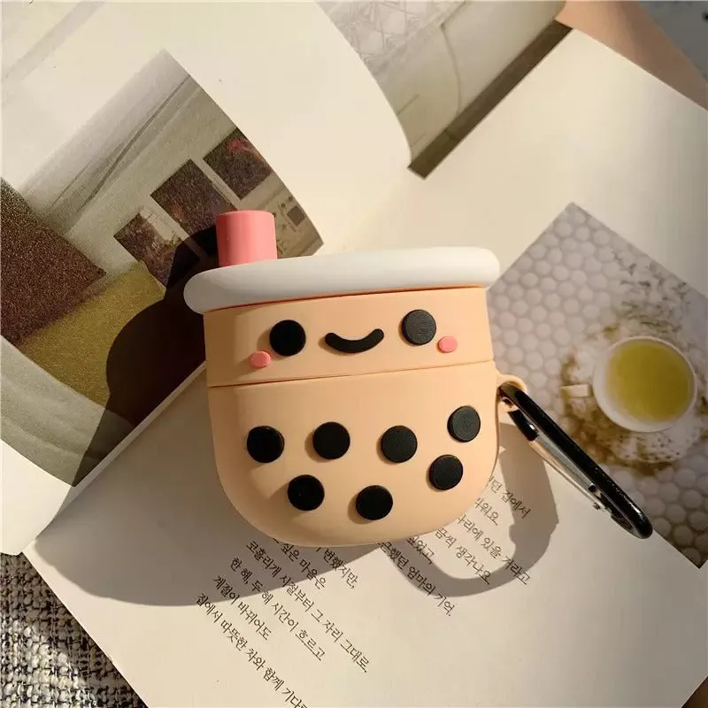 Earphone Case Boba Design Shockproof Silicone Airpods Full Case Cover