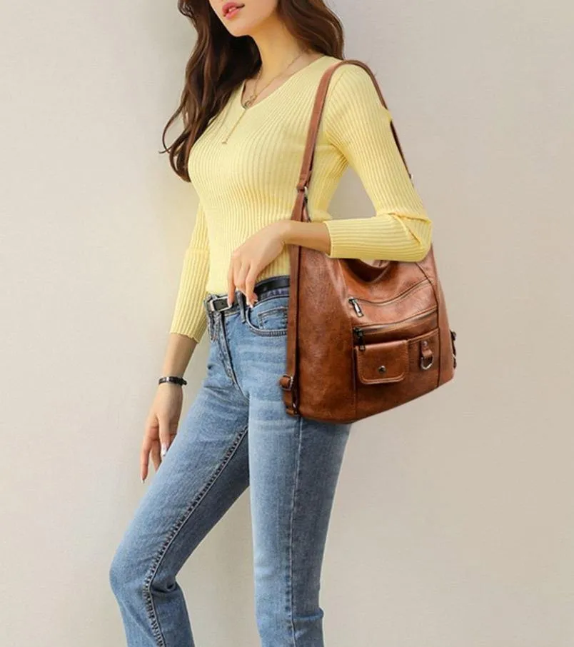 Faux Leather Casual Cross Body Bag