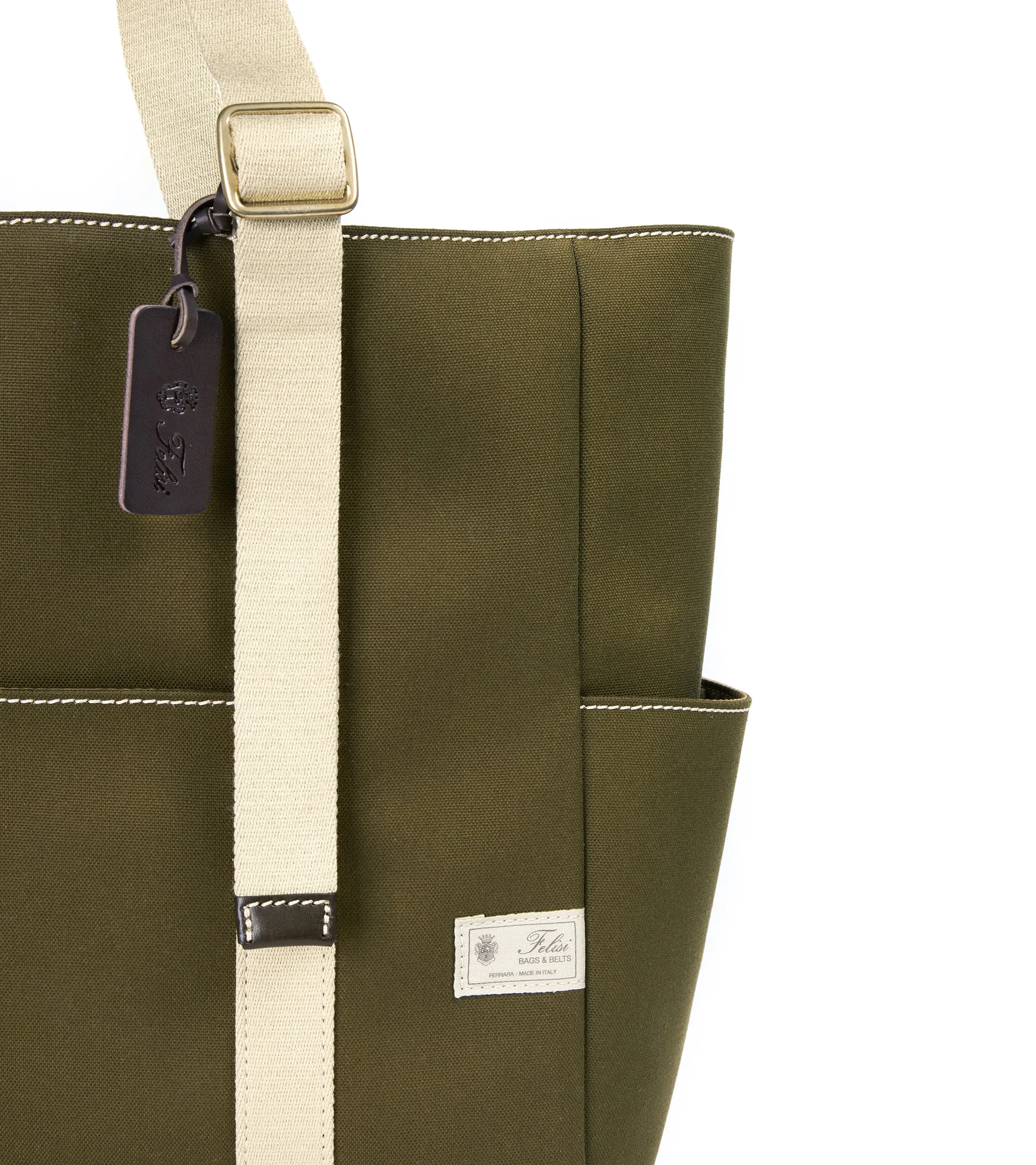 Felisi Cotton Canvas Adjustable Tote Bag: Olive