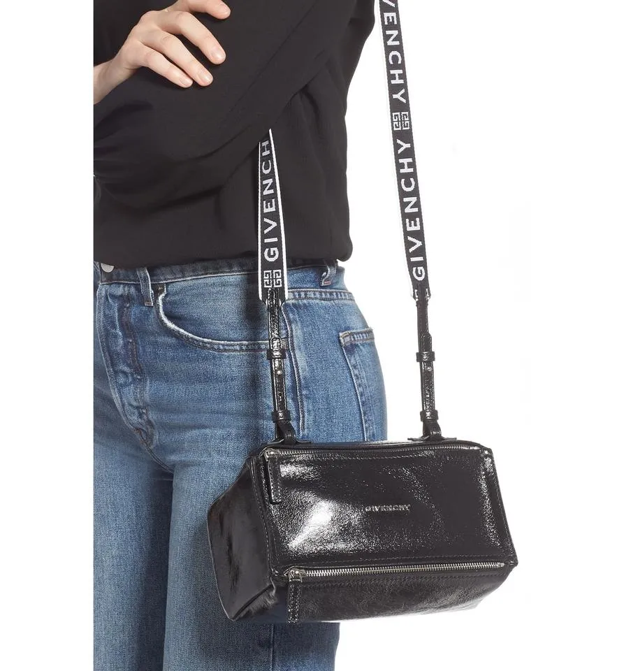 Givenchy Mini Pandora Glazed Black Patent Leather Shoulder Bag