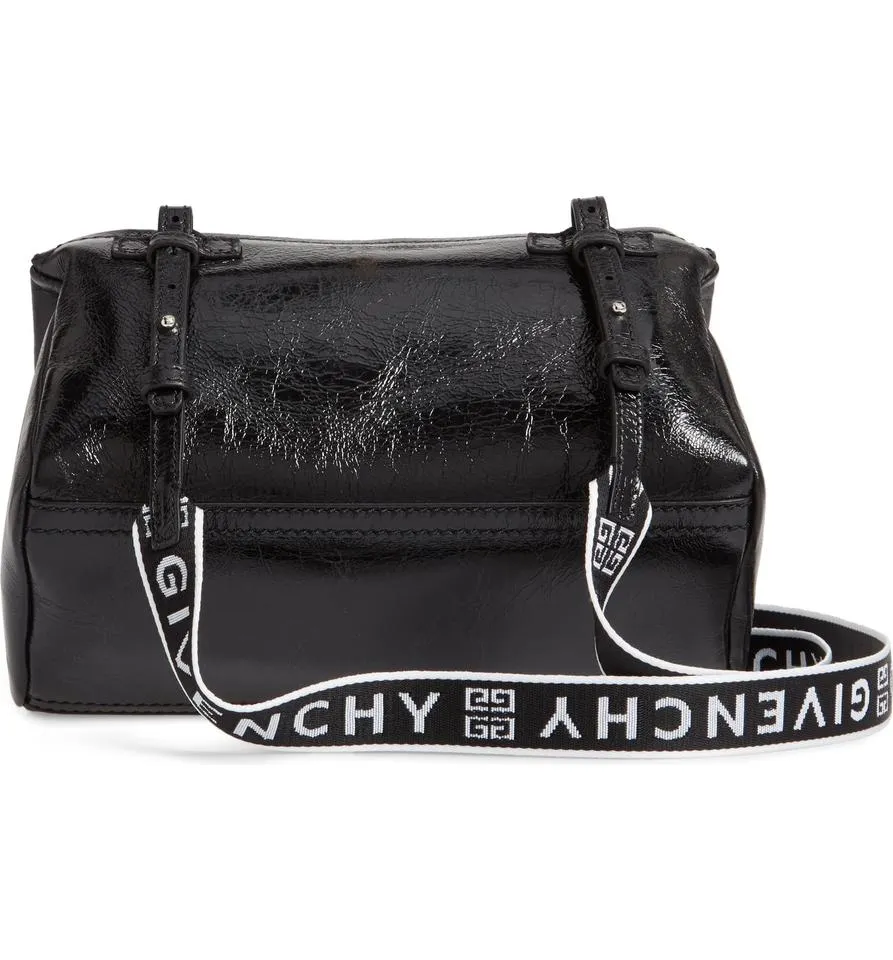 Givenchy Mini Pandora Glazed Black Patent Leather Shoulder Bag