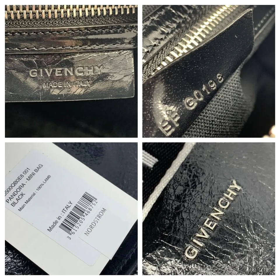 Givenchy Mini Pandora Glazed Black Patent Leather Shoulder Bag