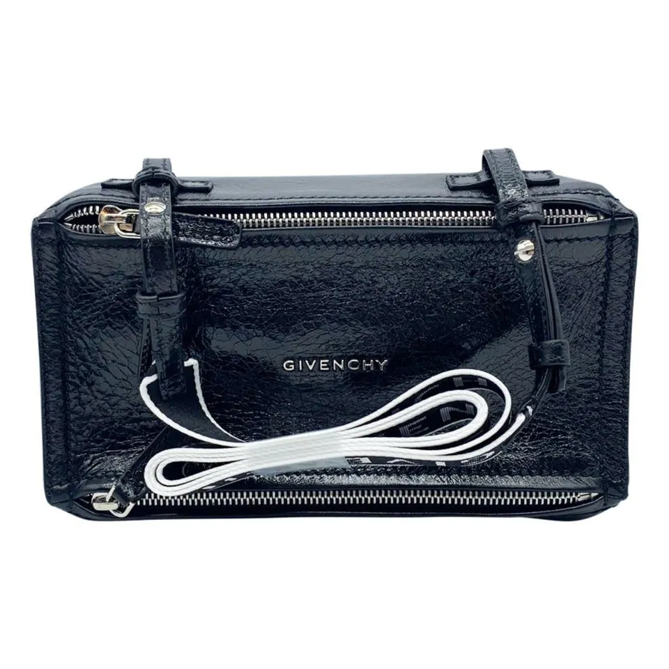 Givenchy Mini Pandora Glazed Black Patent Leather Shoulder Bag