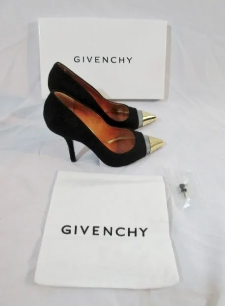 GIVENCHY WOOL MESH Stiletto Heel Pump Shoe 36 6 BLACK SILVER GOLD Womens