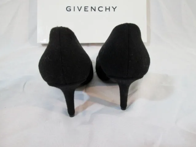 GIVENCHY WOOL MESH Stiletto Heel Pump Shoe 36 6 BLACK SILVER GOLD Womens