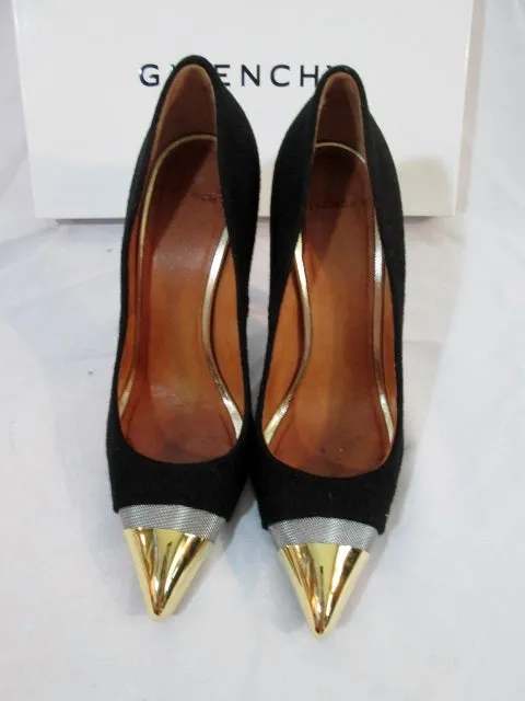 GIVENCHY WOOL MESH Stiletto Heel Pump Shoe 36 6 BLACK SILVER GOLD Womens