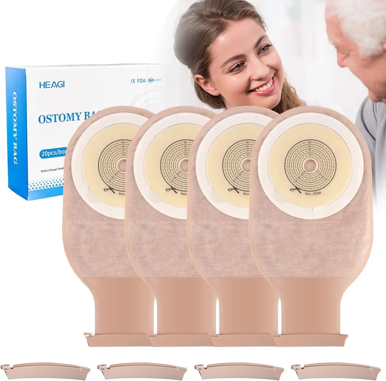 HEAGI 20PCS Colostomy Bags, Ostomy Supplies, One Piece Drainable Colostomy Ostomy  Ileostomy Pouch bag for Stoma Care