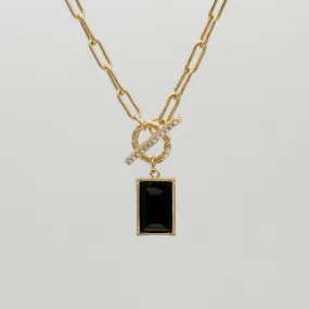 Kyra Onyx T-Bar Necklace