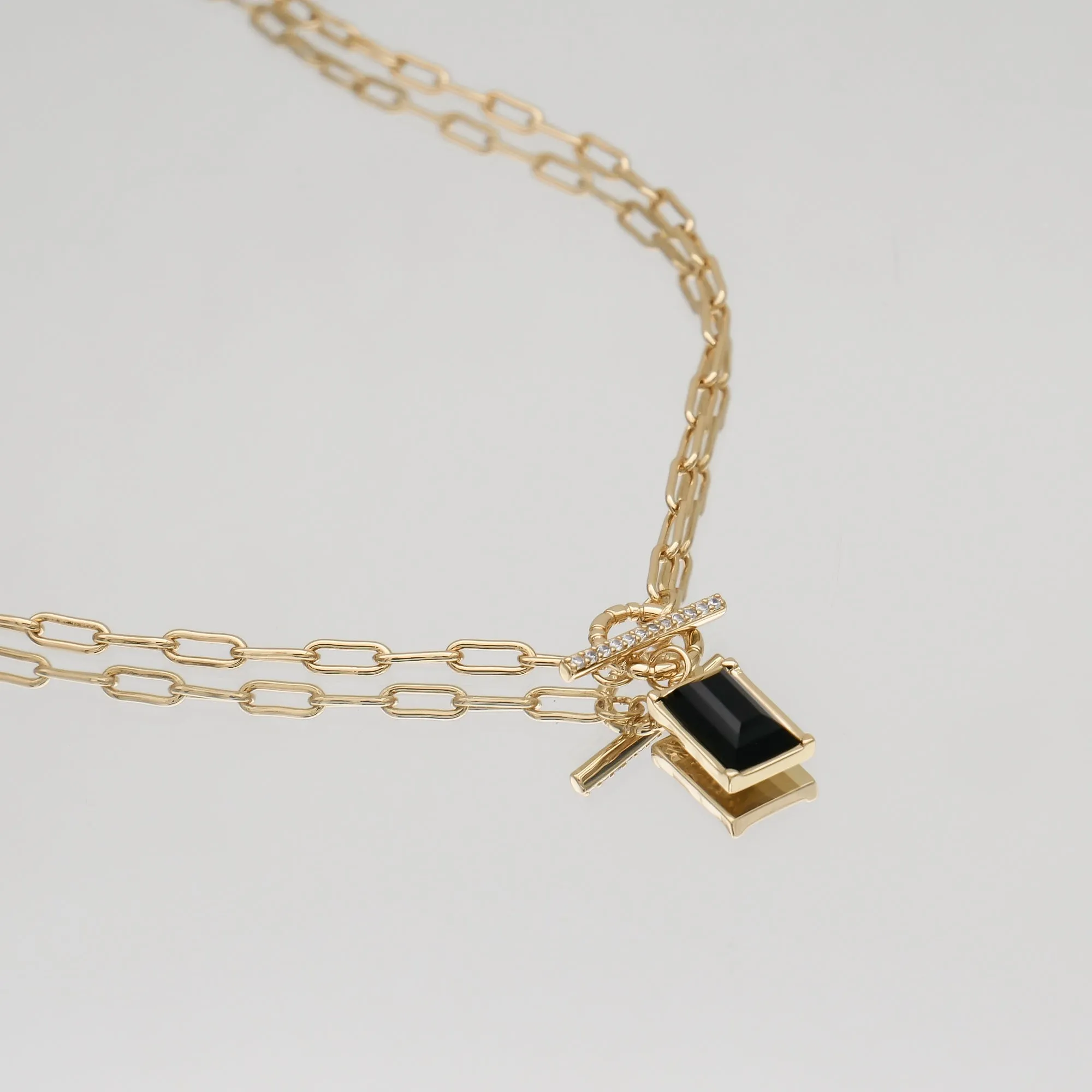 Kyra Onyx T-Bar Necklace