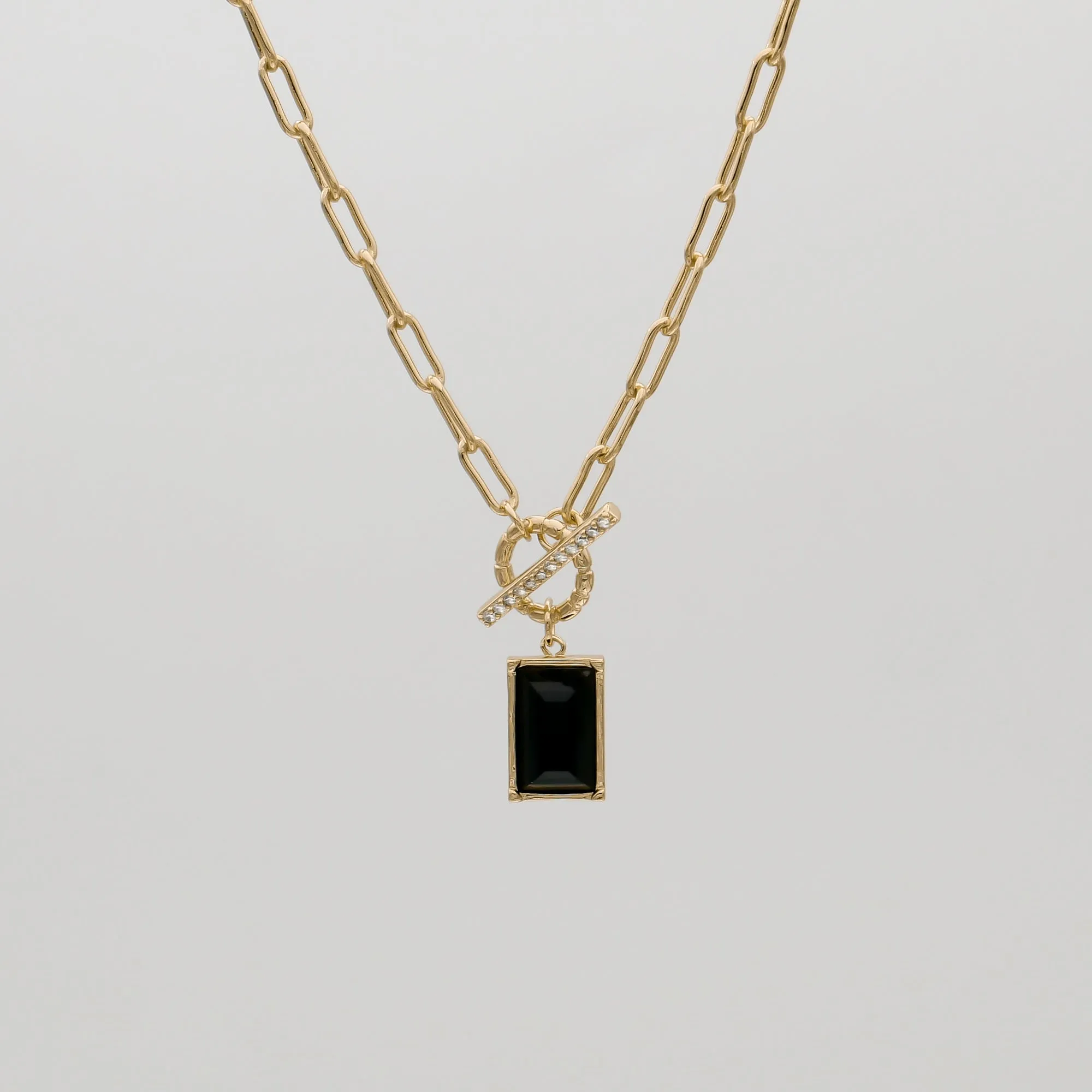 Kyra Onyx T-Bar Necklace