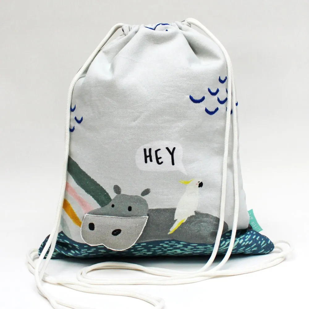 Little Arc  Hippo Drawstring Bag