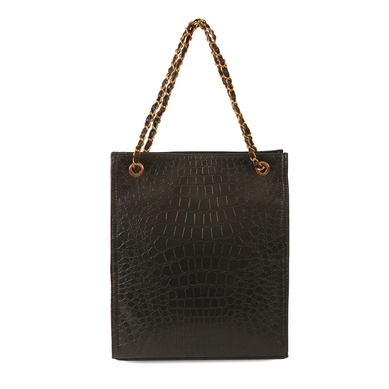 LONG CROCODILE BLACK BAG