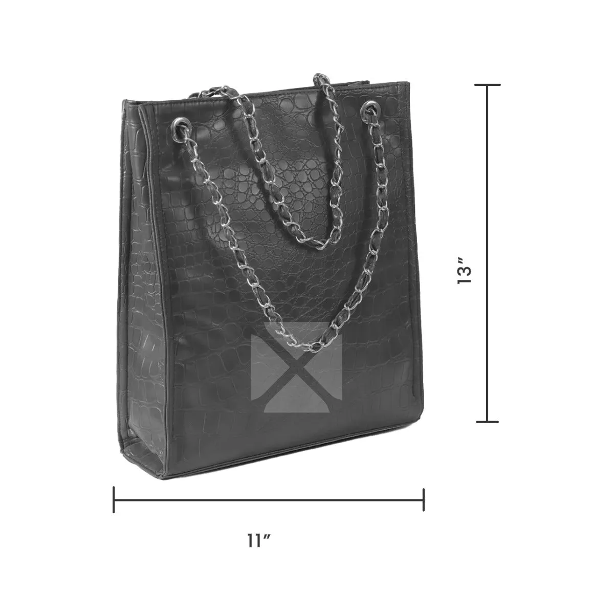 LONG CROCODILE BLACK BAG