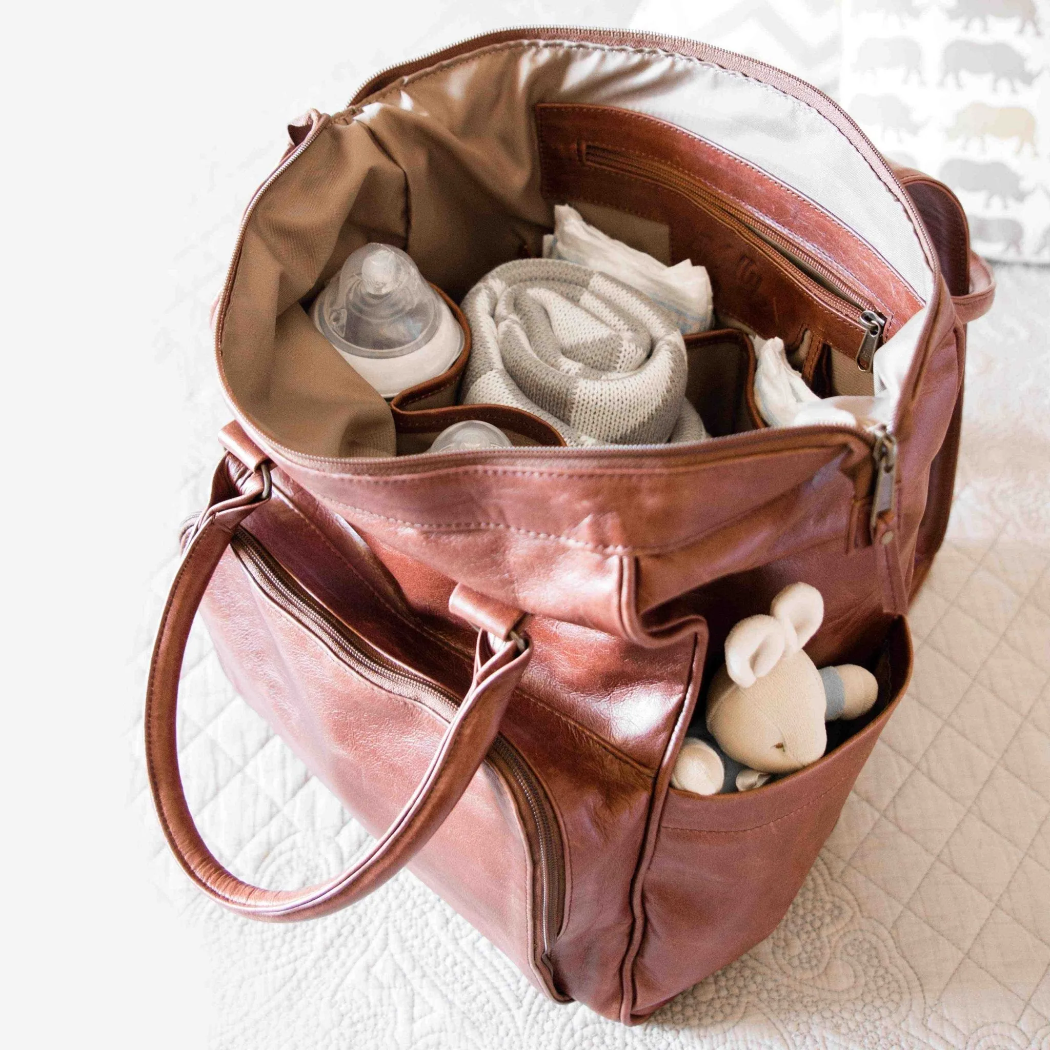 Mally Bambino Leather Baby Backpack | Toffee