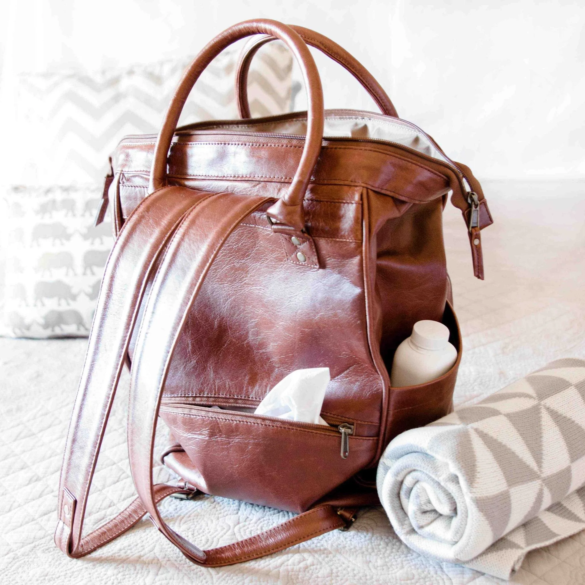 Mally Bambino Leather Baby Backpack | Toffee