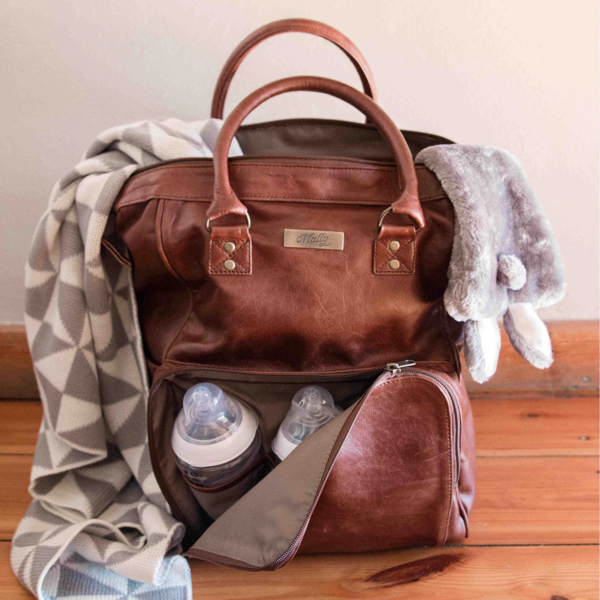 Mally Bambino Leather Baby Backpack | Toffee