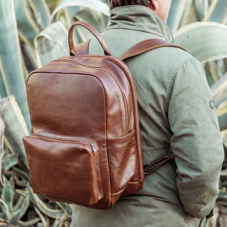 Mally Hunter Leather Laptop Backpack | Brown